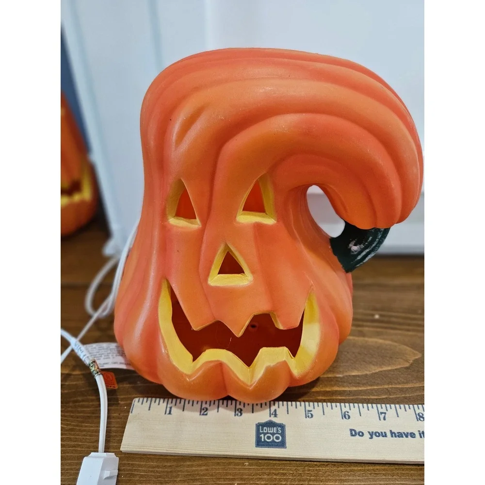 VTG RARE Halloween Blow Mold Pumpkin Set of 2 Jack O Lantern Electric Plug In
